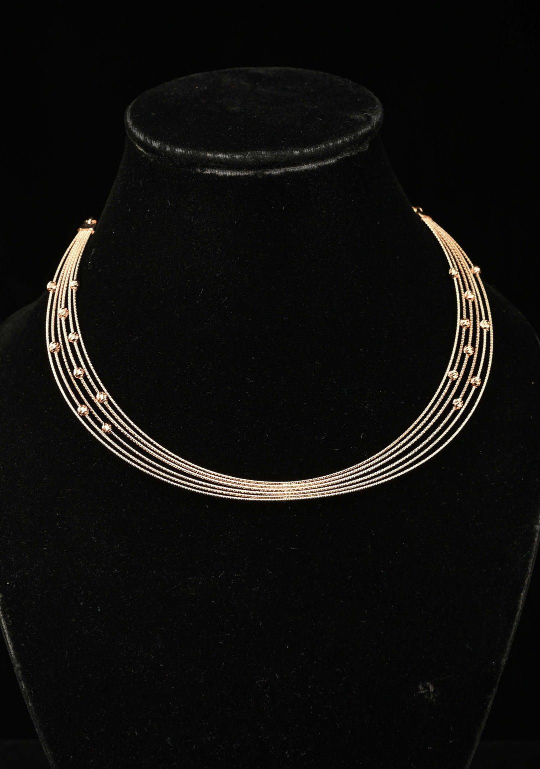 92.5 Silver, Rose Gold Plated Multilayer Lightweight Necklace with Bead Accents