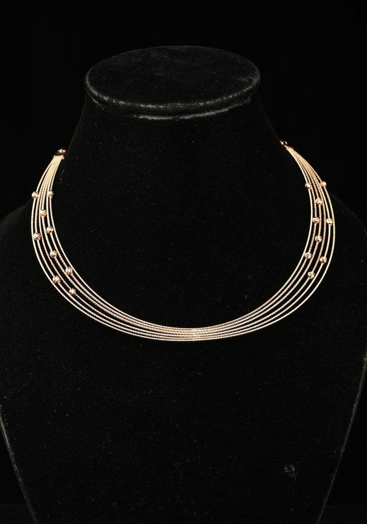 92.5 Silver, Rose Gold Plated Multilayer Lightweight Necklace with Bead Accents