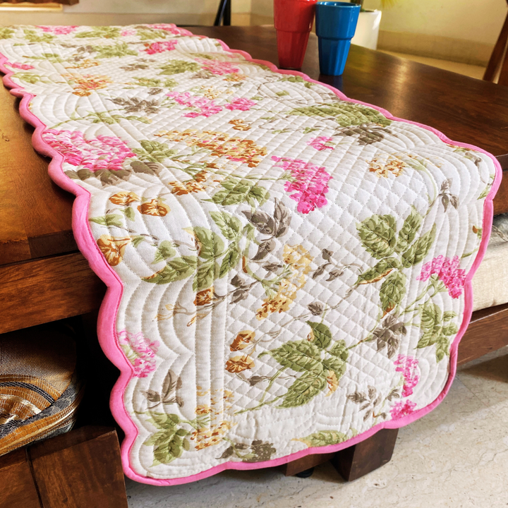 Gardenia Reversible Table Runner, 100%Cotton, 15''*72 |shobitam