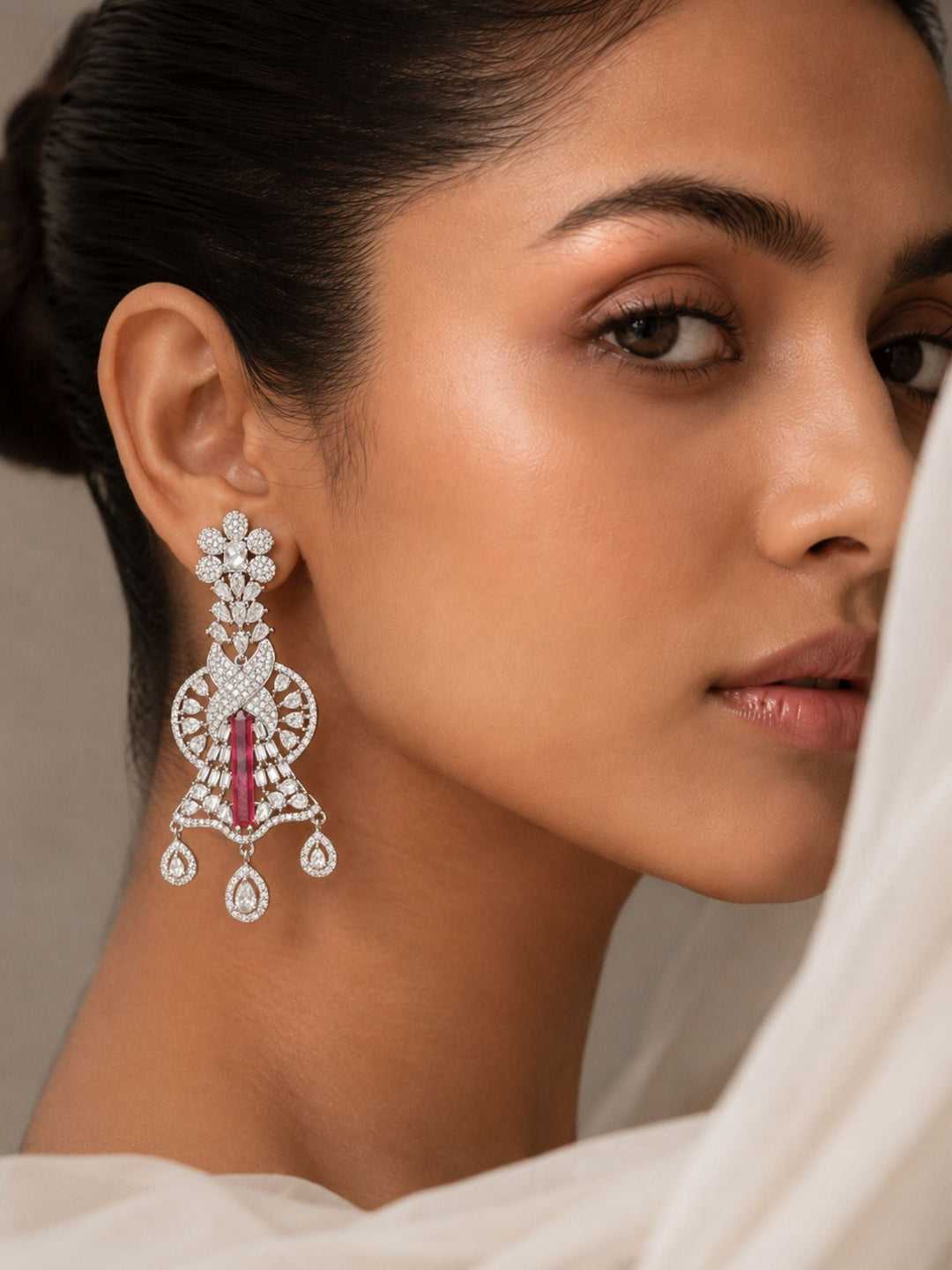 Emerald CZ Statement Earrings | SHOBITAM
