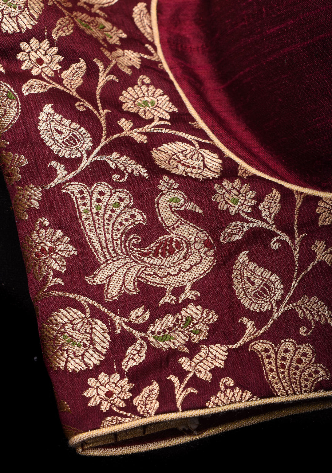 Exquisite Maroon Peacock Brocade Bustier Blouse