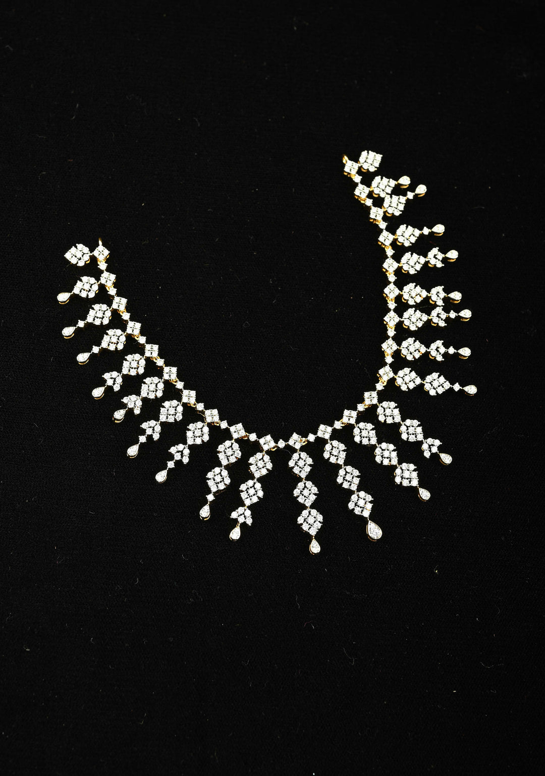92.5 Silver, Floral Icicle CZ Short Necklace Set