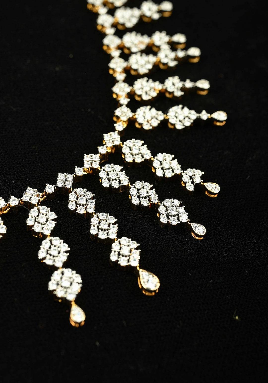92.5 Silver, Floral Icicle CZ Short Necklace Set