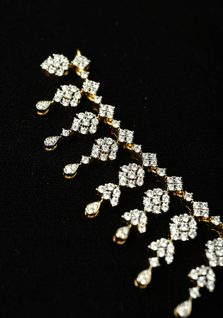 92.5 Silver, Floral Icicle CZ Short Necklace Set
