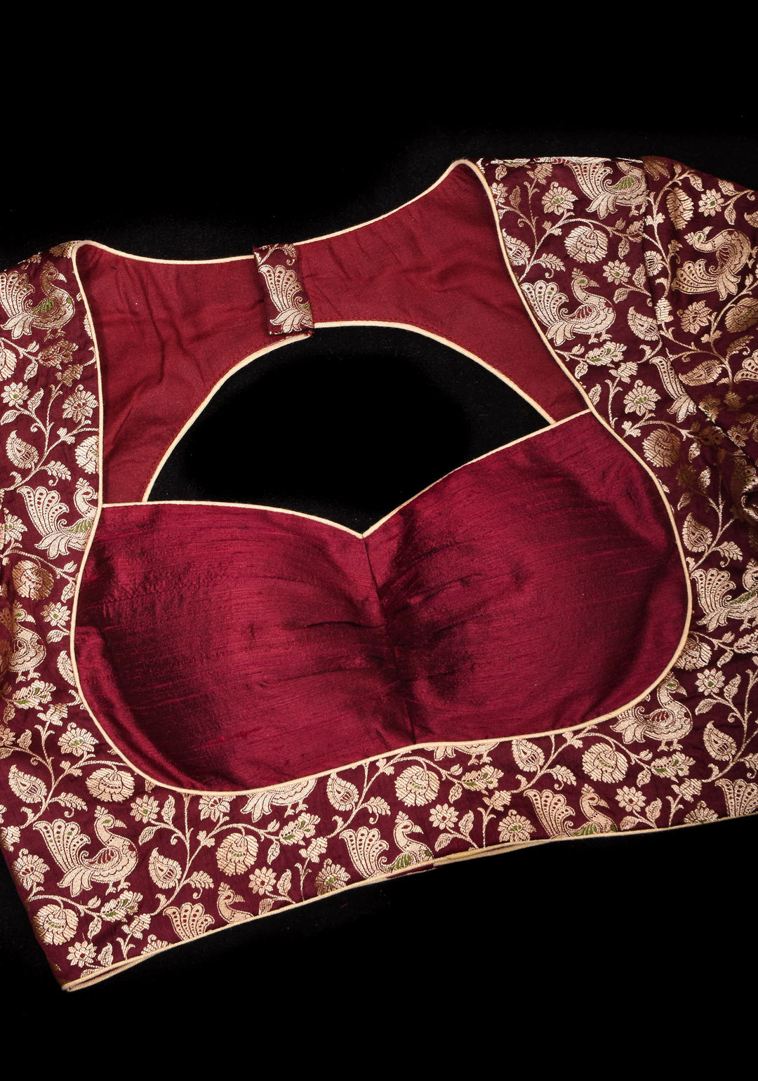 Exquisite Maroon Peacock Brocade Bustier Blouse