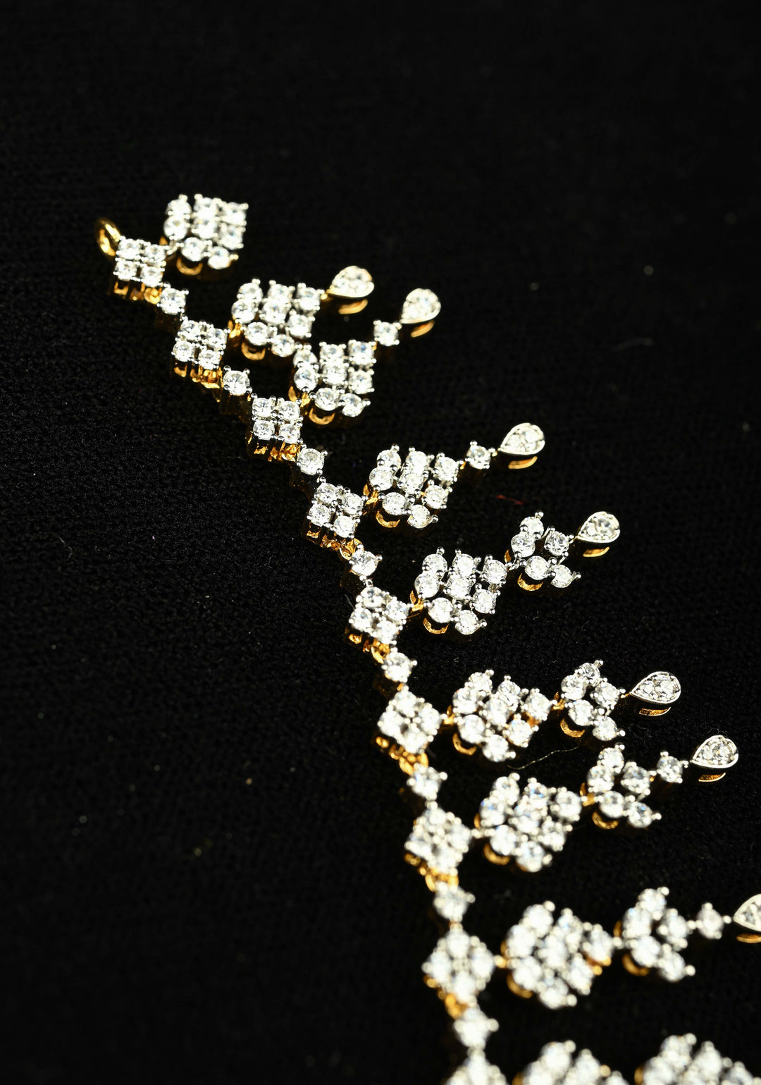 92.5 Silver, Floral Icicle CZ Short Necklace Set