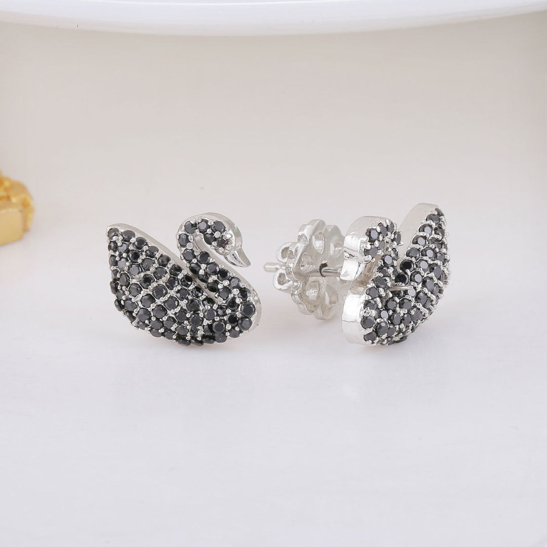 Pure 92.5 Silver Black Swan Pendant Set | SHOBITAM