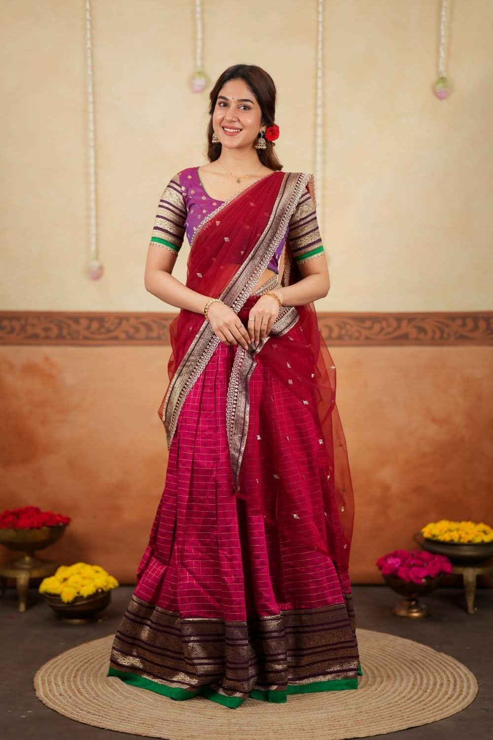 Navya Magenta Halfsaree (Set of 3) | SHOBITAM