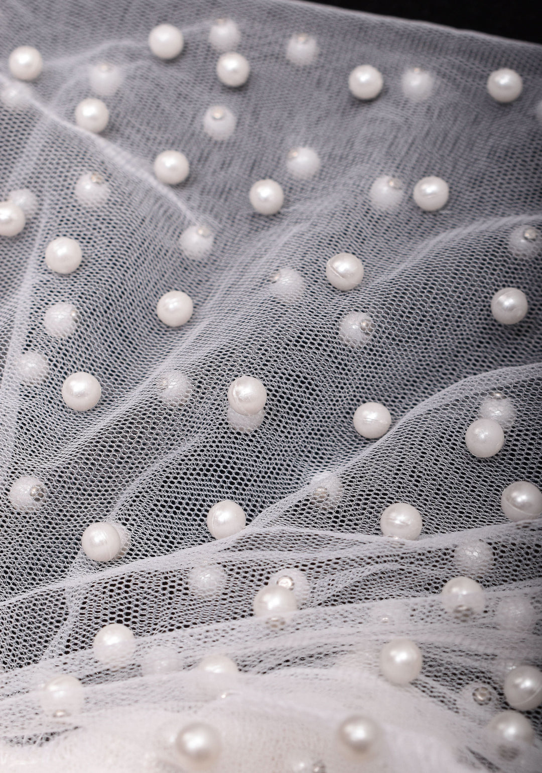 Pearls On Net Unique Blouse in Off white with sheer back and elasticated shoulders