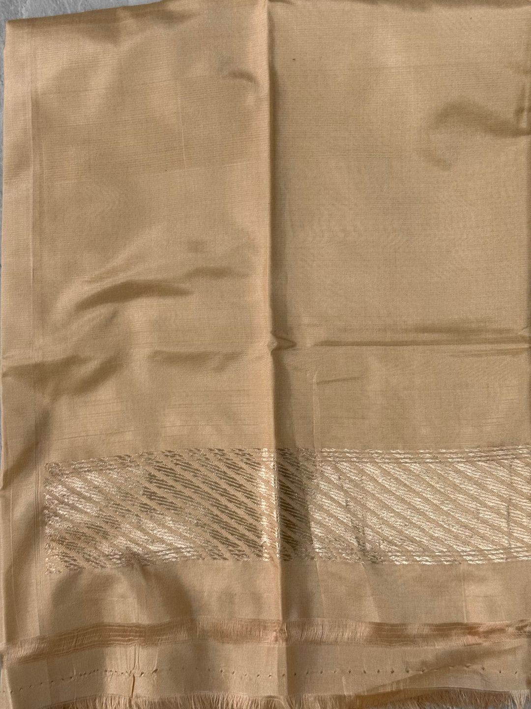 Beige Semi Silk Saree with Meenakari Floral Jaal and Zari Border
