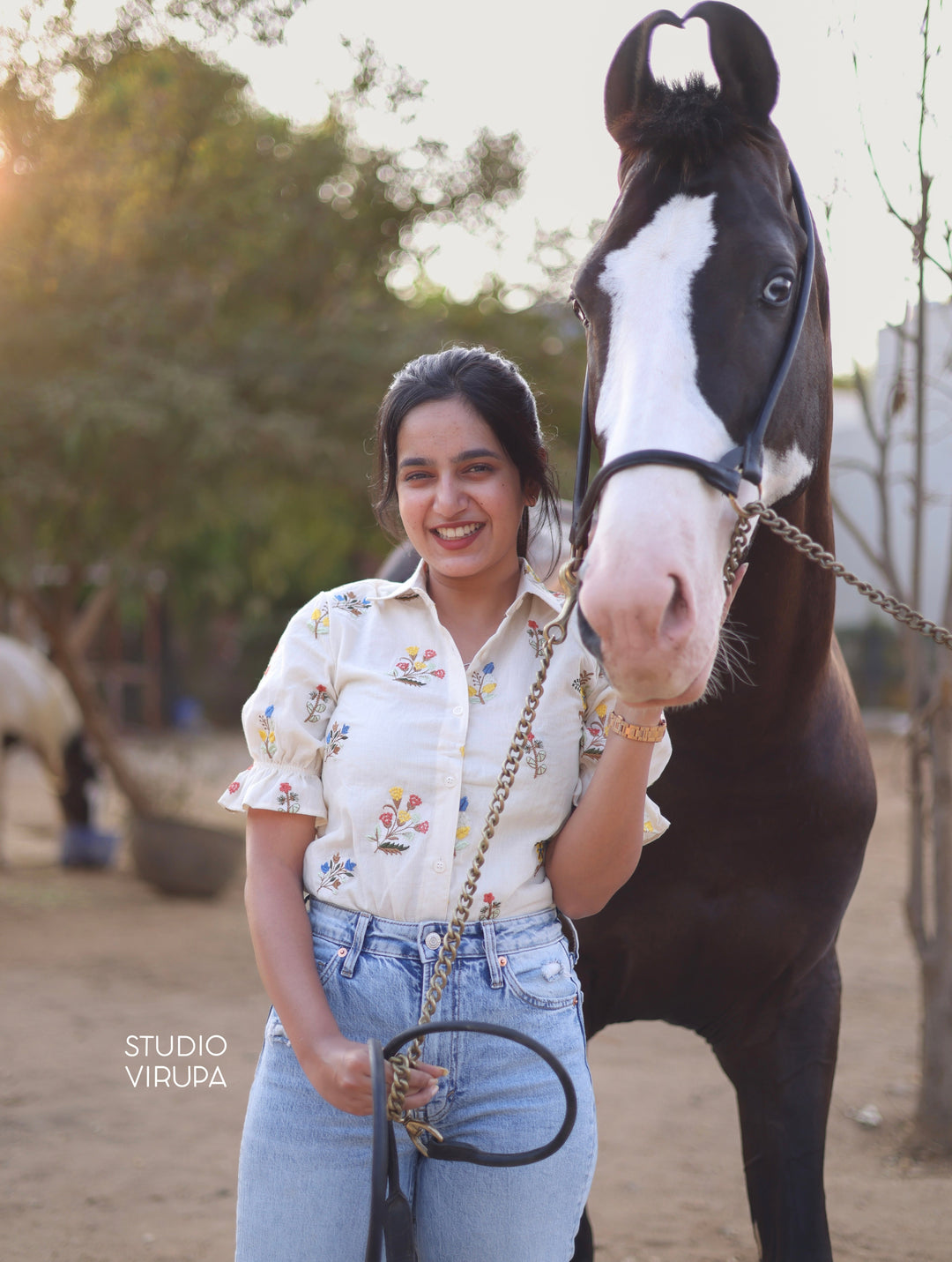 Floral Embroidered Shirt - Onam Edit Express | SHOBITAM