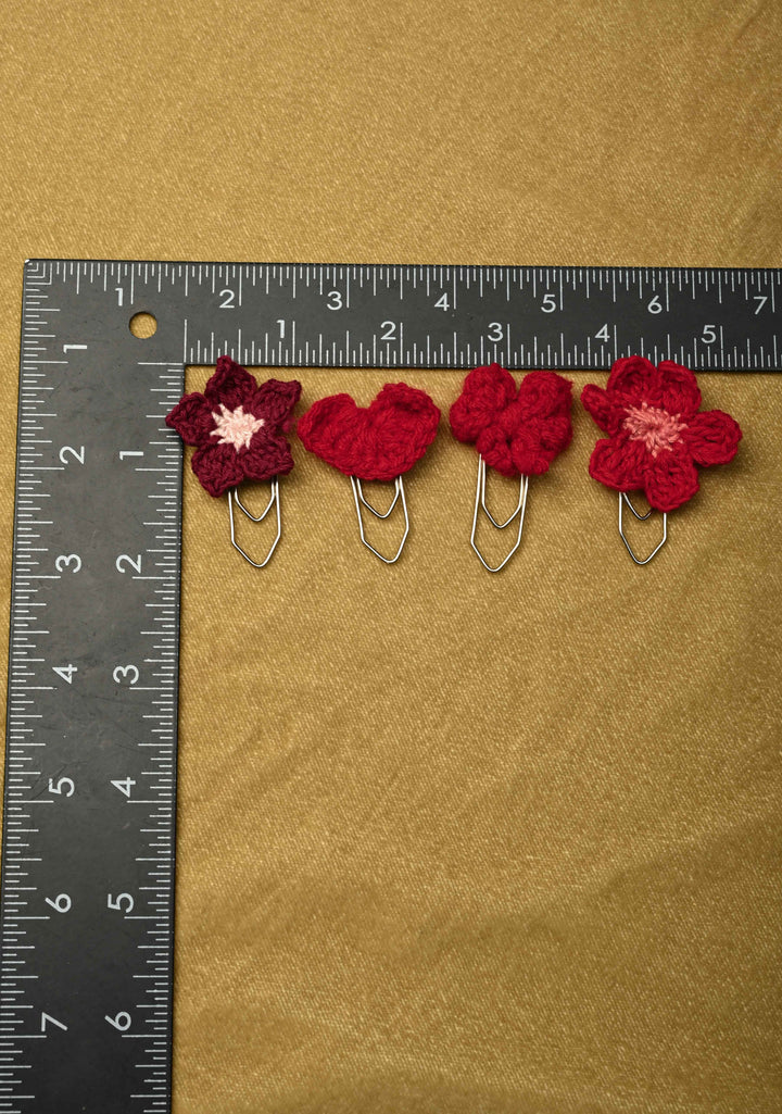 Crochet Floral Charm Paper Clips- Pack of 4 | SHOBITAM