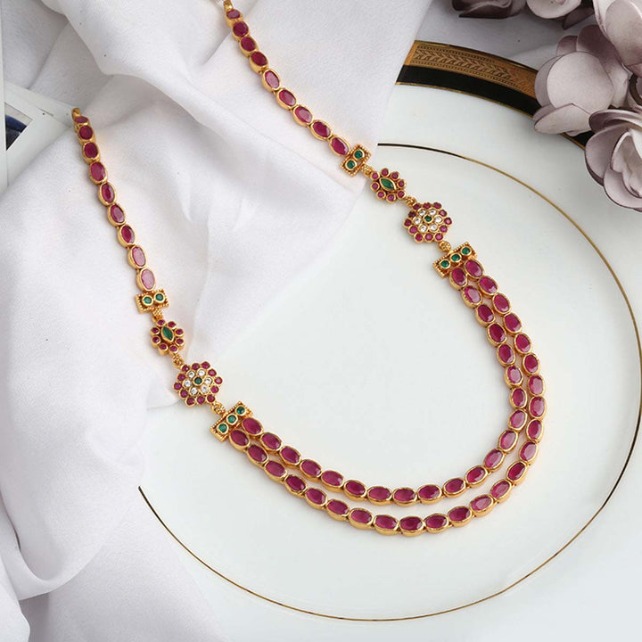 Pure 92.5 Silver Smasher Red Stone Necklace | SHOBITAM