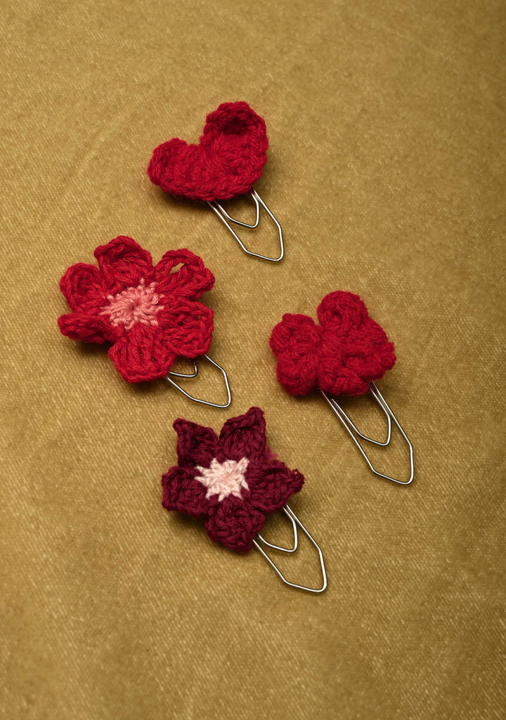 Crochet Floral Charm Paper Clips- Pack of 4 | SHOBITAM