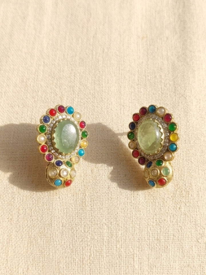 Navratna Kundan Necklace Set with Earrings | SHOBITAM