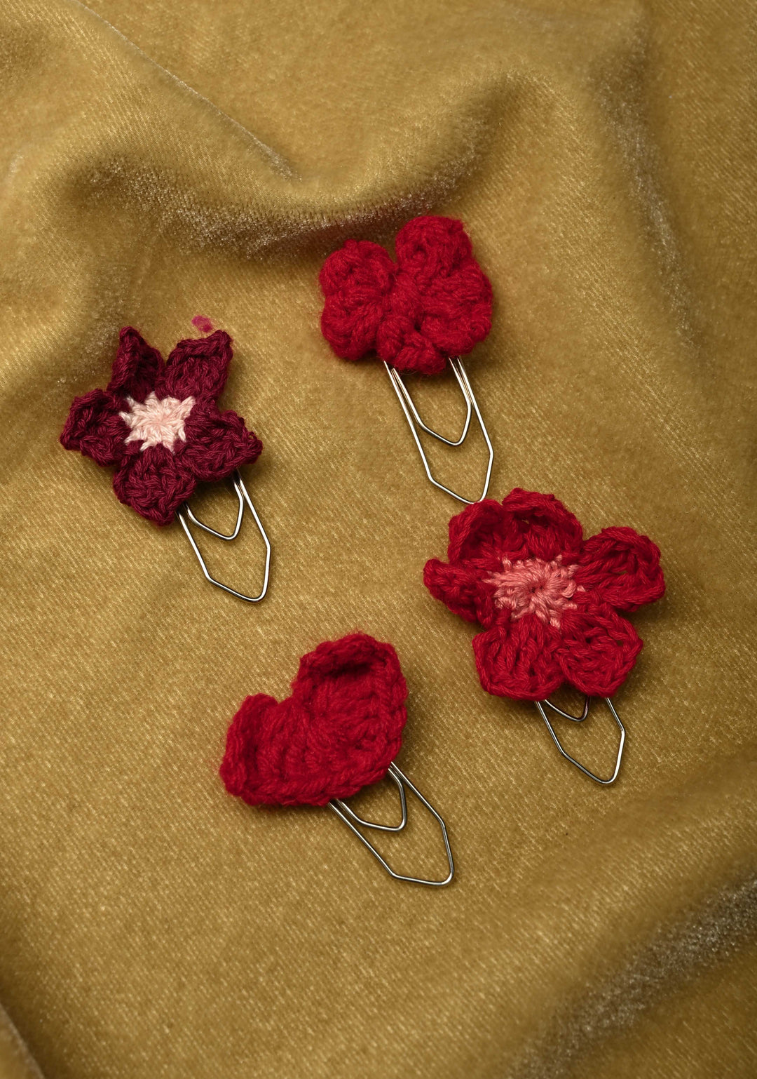 Crochet Floral Charm Paper Clips- Pack of 4 | SHOBITAM