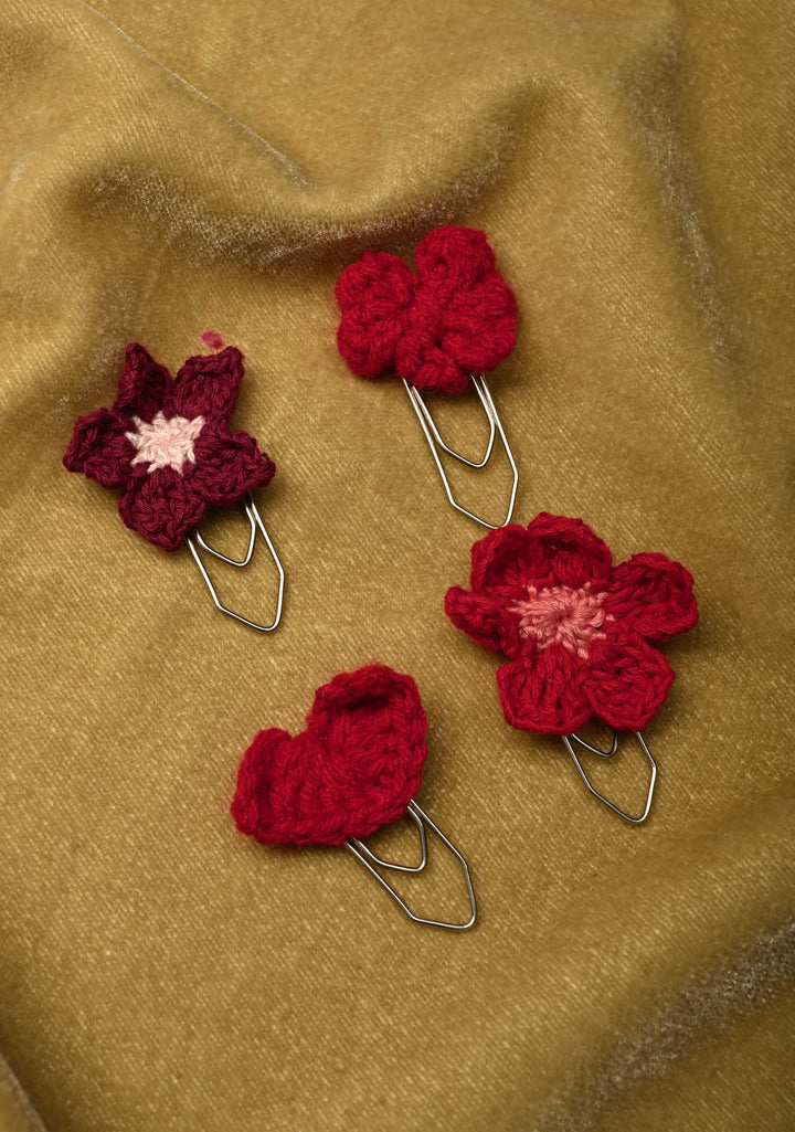 Crochet Floral Charm Paper Clips- Pack of 4 | SHOBITAM