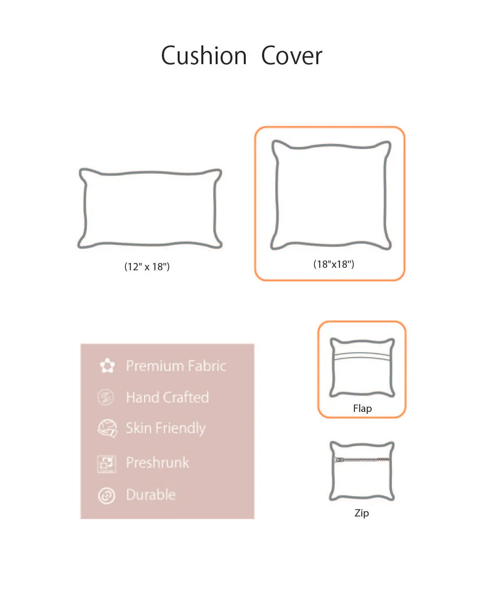 Cream Distress Ornamental Printed Cotton Cushion Cover 18"x18"1 piece
