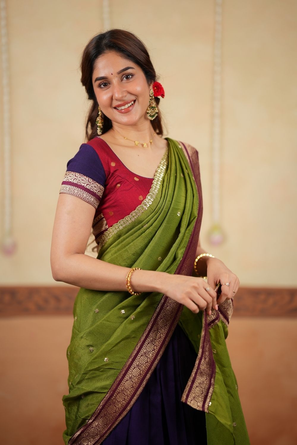 Nithila Violet Halfsaree (Set of 3) | SHOBITAM