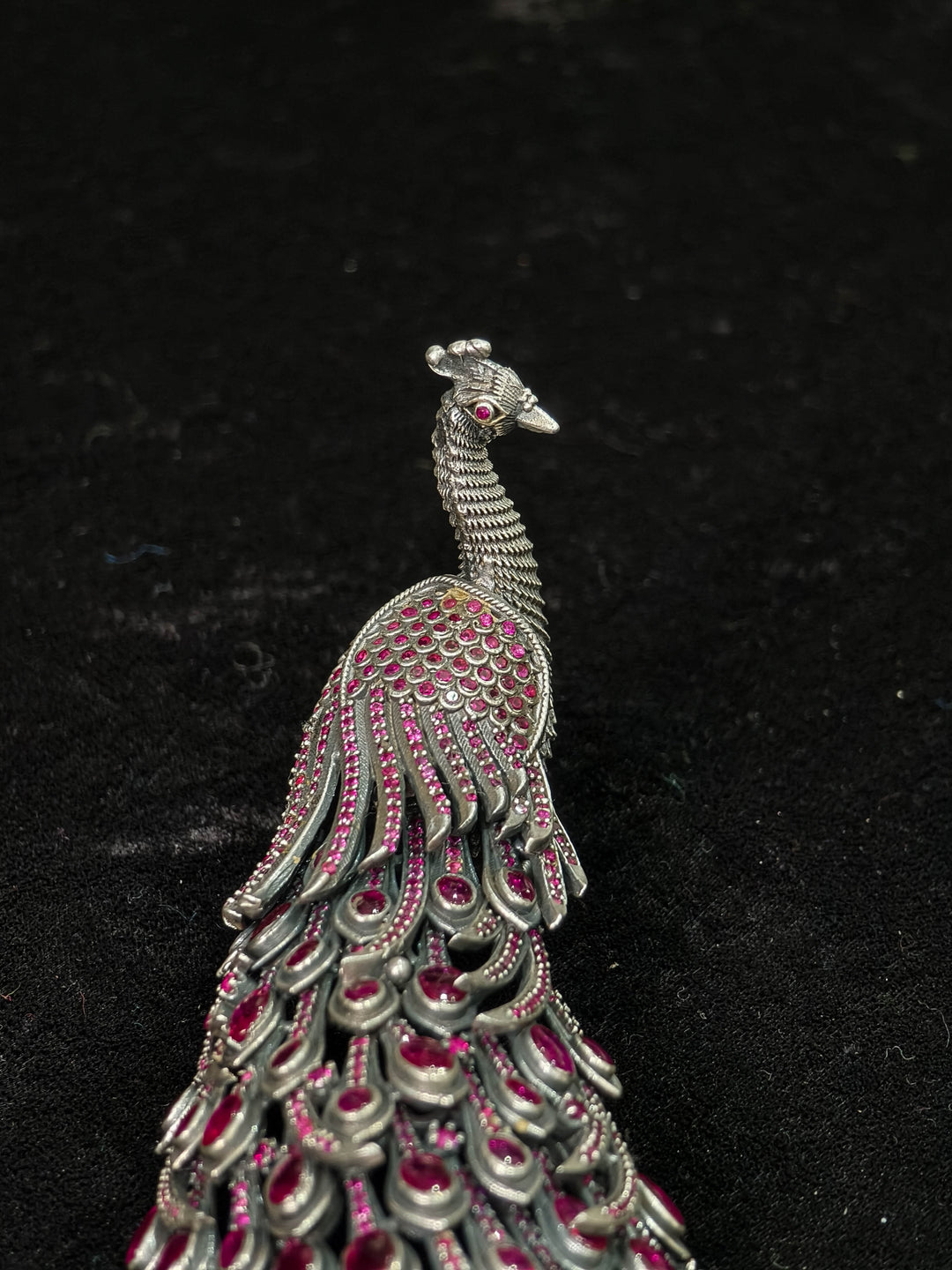 92.5 Silver Idol Peacock With Semi Precious Stones