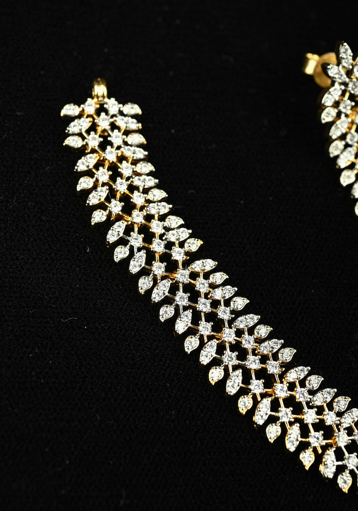 92.5 Silver, 24 Kt Gold Plated Lightweight Leaf design Short Necklace Set