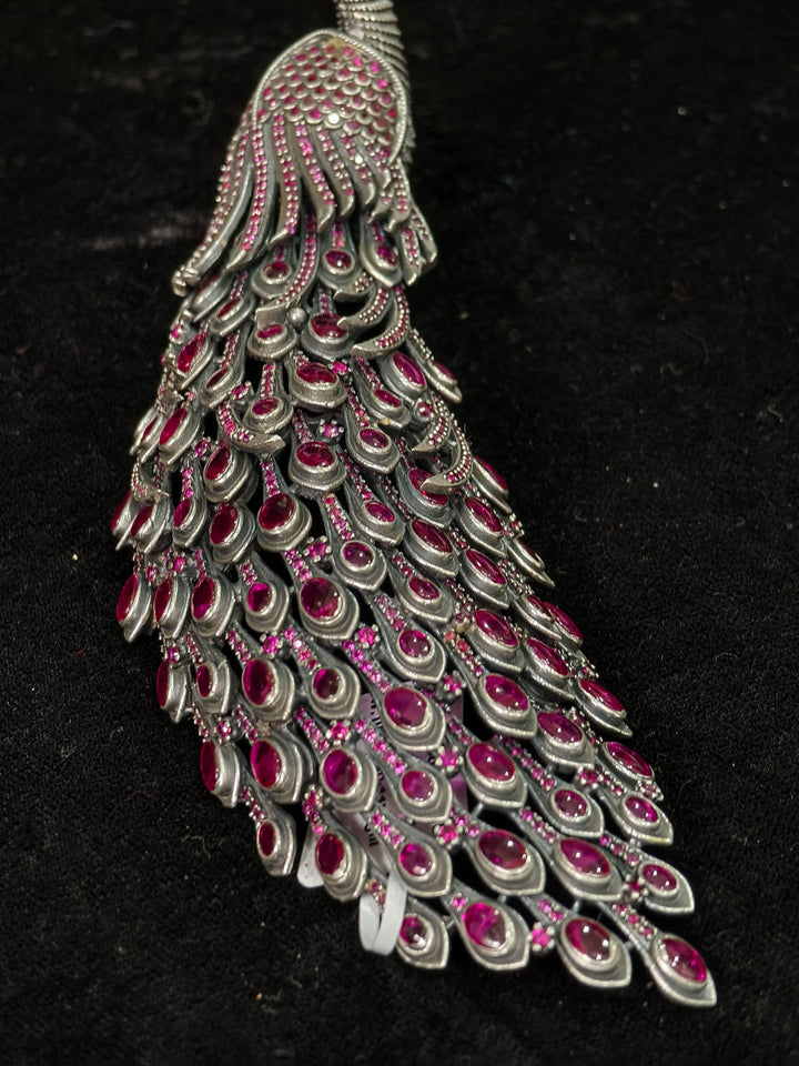 92.5 Silver Idol Peacock With Semi Precious Stones