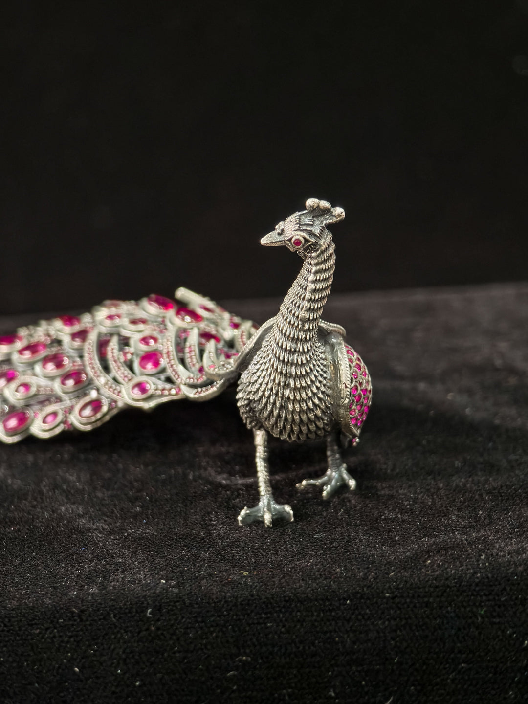 92.5 Silver Idol Peacock With Semi Precious Stones