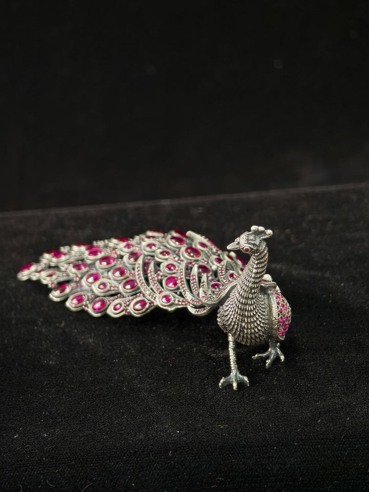 92.5 Silver Idol Peacock With Semi Precious Stones