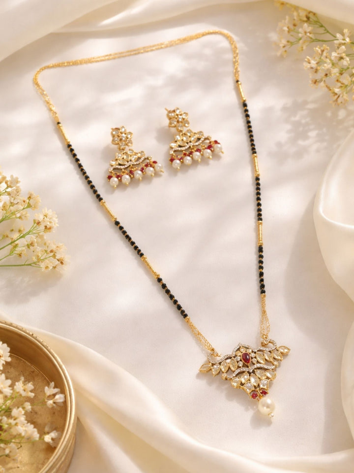 Gold Plated Polki Kundan Mangalsutra Set | SHOBITAM