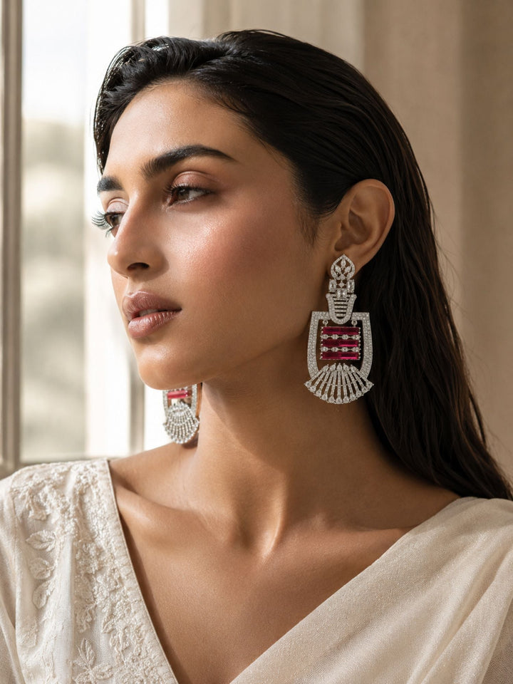 Ruby Stone Statement Earrings | SHOBITAM