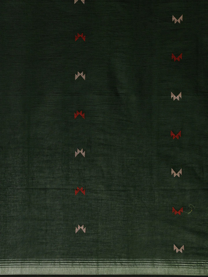 Green Handloom Jamdani Cotton Saree