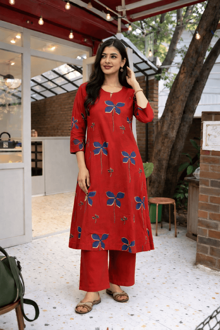 CRANBERRY Cotton Red Kurta Set Of 2