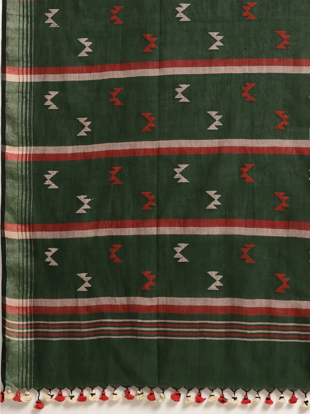 Green Handloom Jamdani Cotton Saree