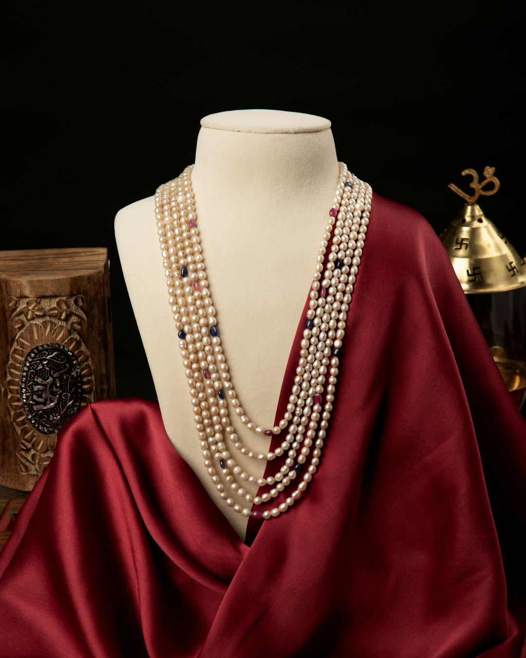 Ratnavali – Ruby Sapphire Pearl Mala | SHOBITAM
