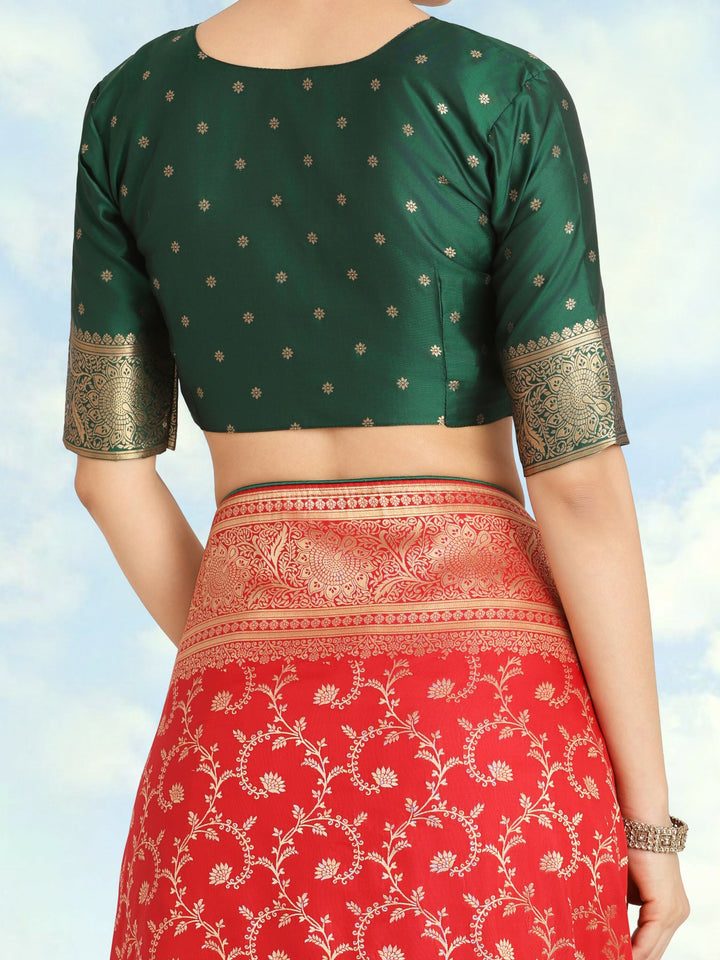 Red Color Banarasi Silk Saree  | SHOBITAM