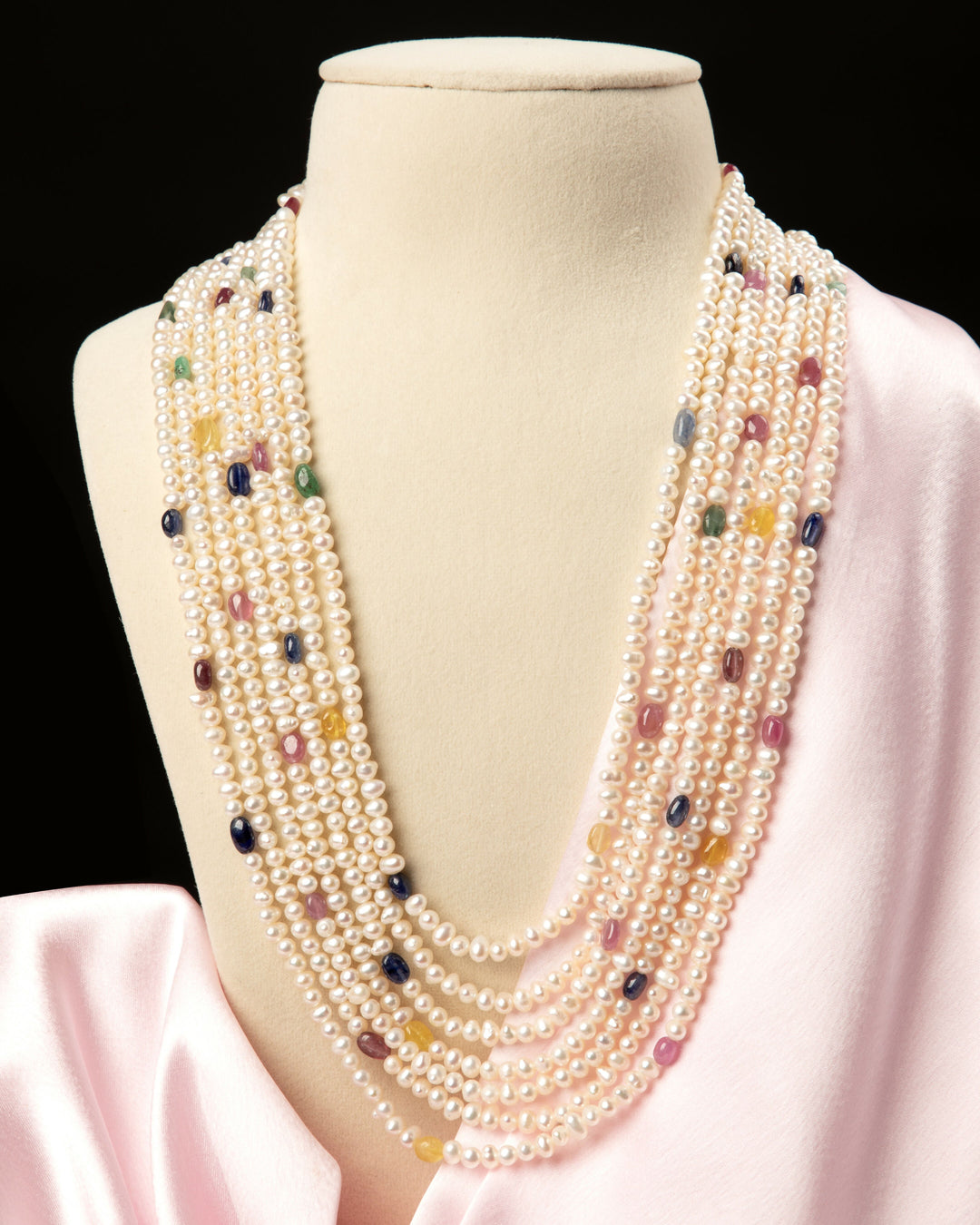 Rangmala Pearl Necklace- Natural Sapphires & Pearls | SHOBITAM