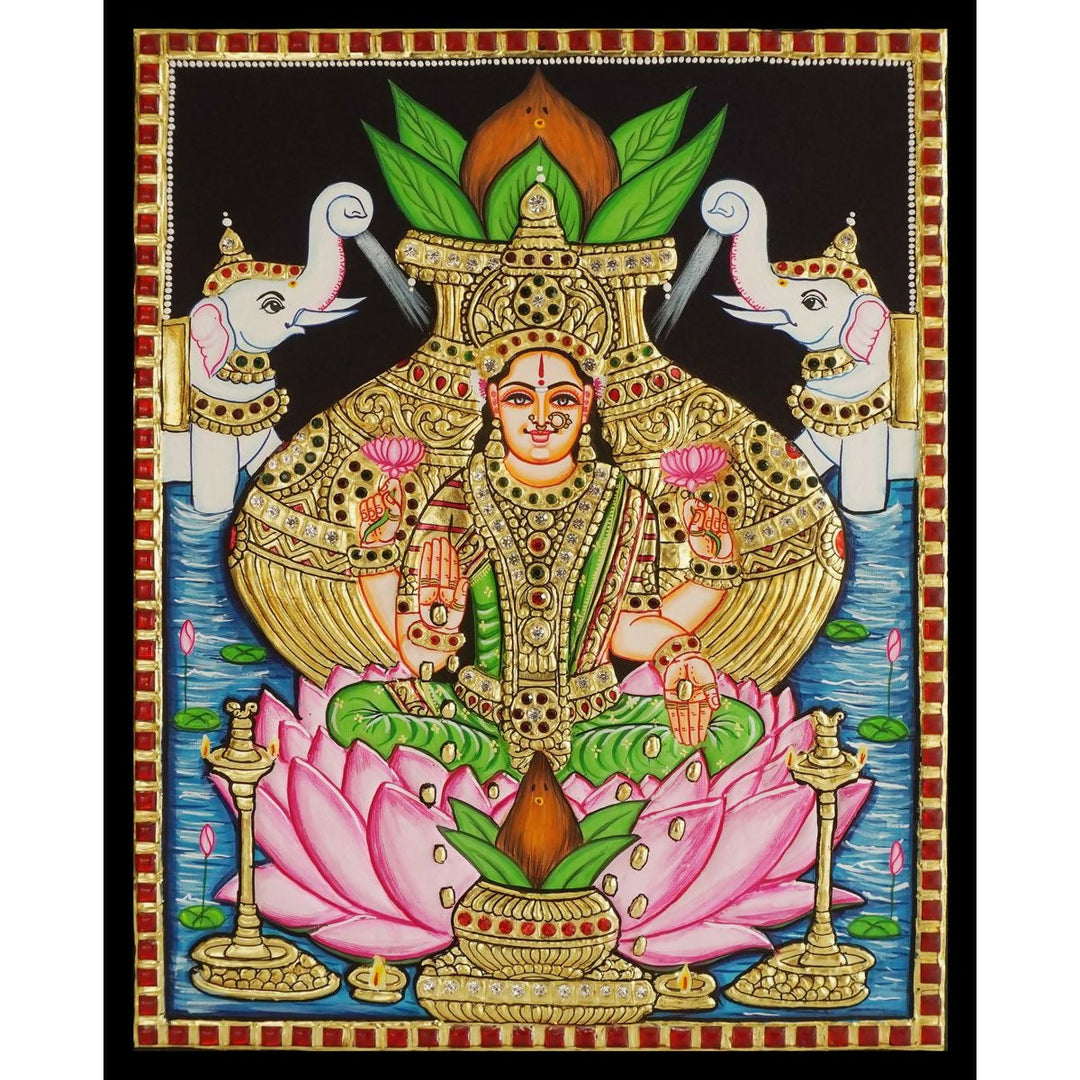 TANJORE PAINTING KALASHAM LAKSHMI 12*15 | SHOBITAM