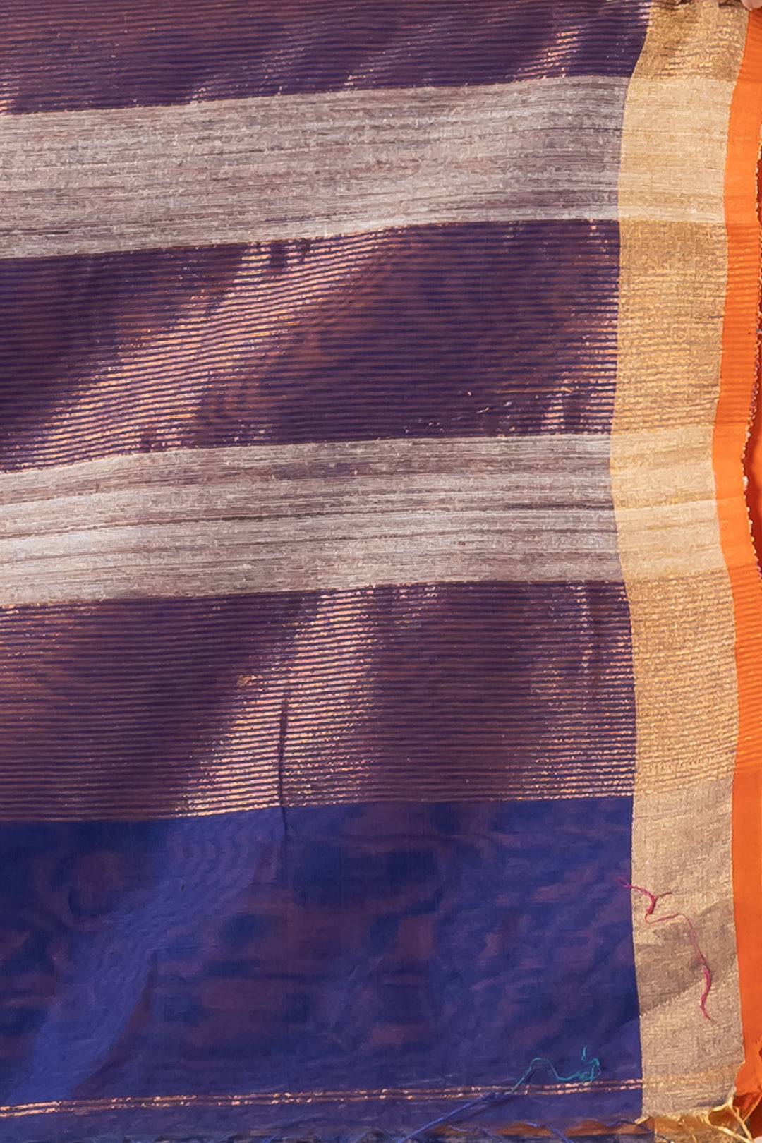 Deep blue Cotton-silk saree | SHOBITAM