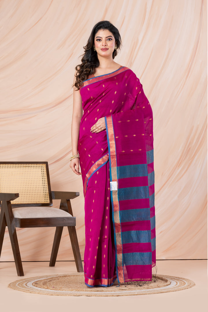 Rani pink Cotton-silk saree | SHOBITAM