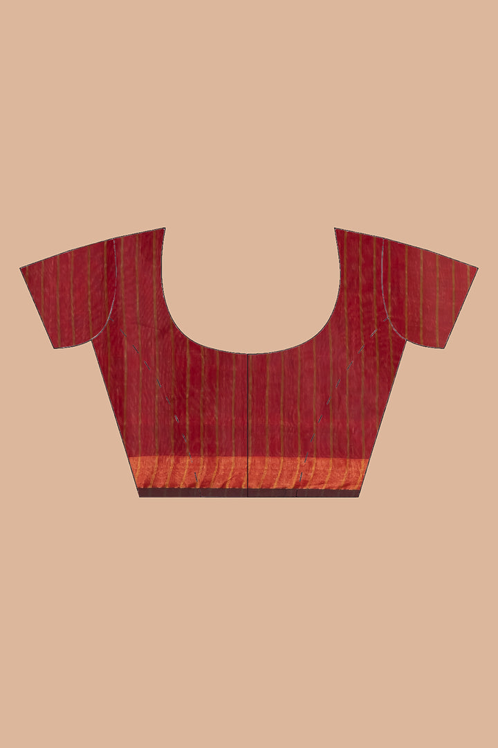 Handloom cotton-silk with jamdani woven border and pallu. | SHOBITAM
