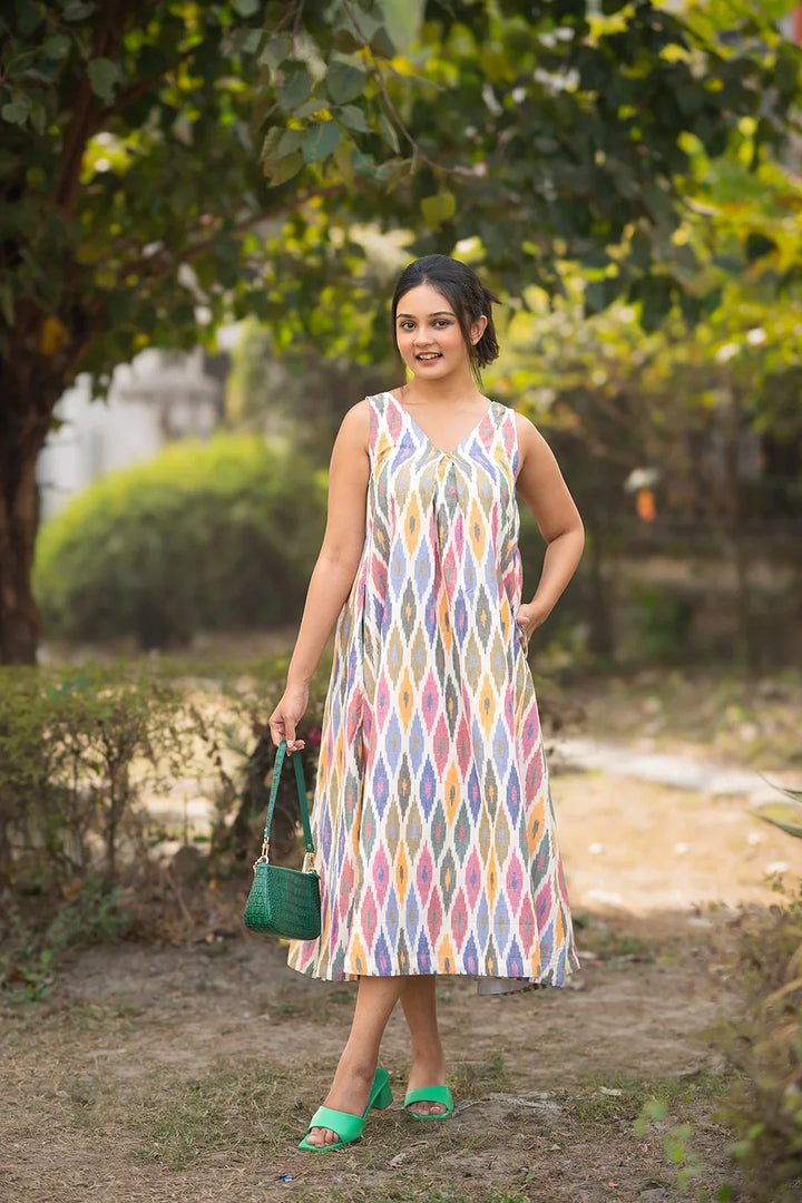 Casatta Ikkat Cotton Dress | SHOBITAM