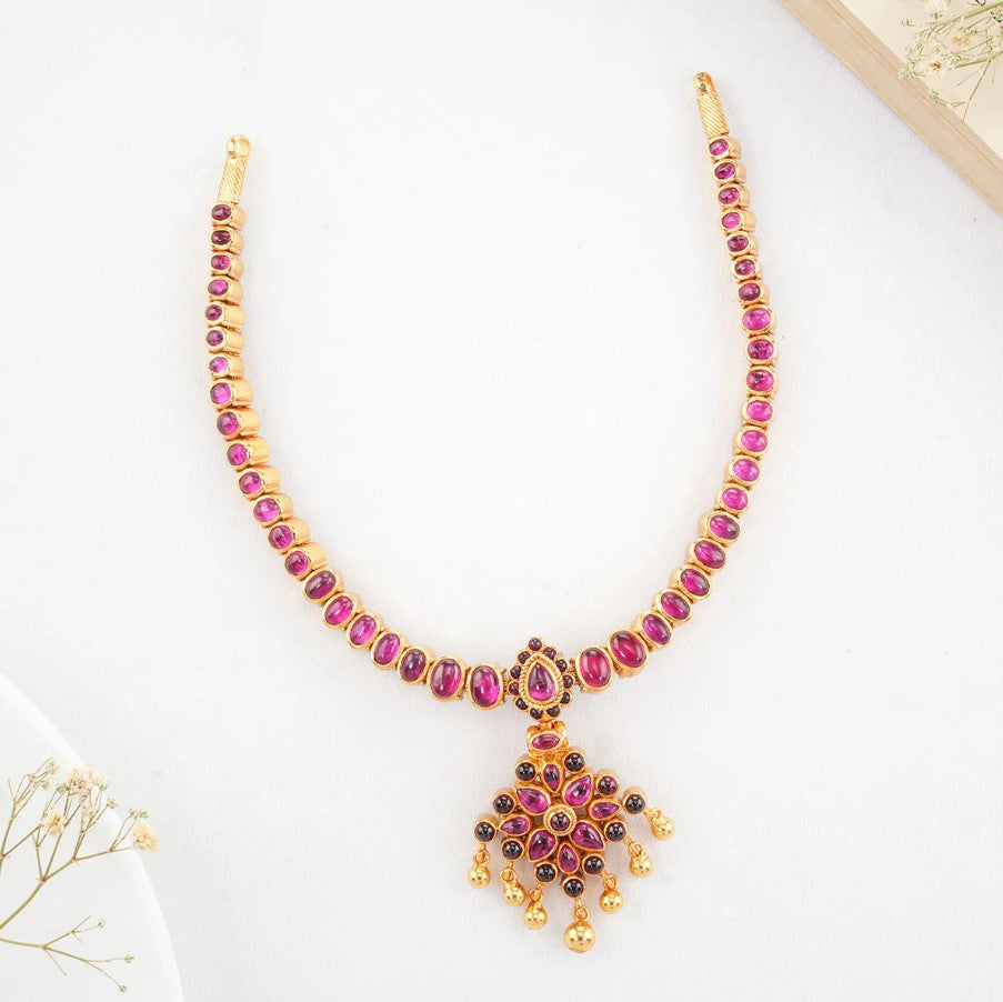 92.5 Silver Gold Plated Reversible Necklace with one side red and one side Green