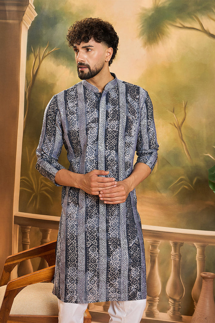 Blue Viscose Rayon Batik Printed Straight Kurta  | SHOBITAM