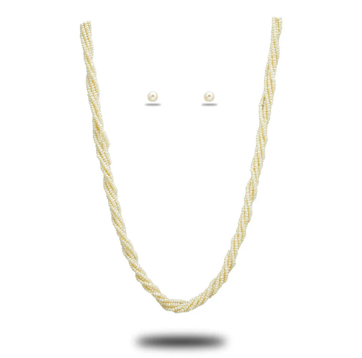 1.0-2.0mm White Seed Freshwater Pearl Necklace Set - AAA Quality | SHOBITAM