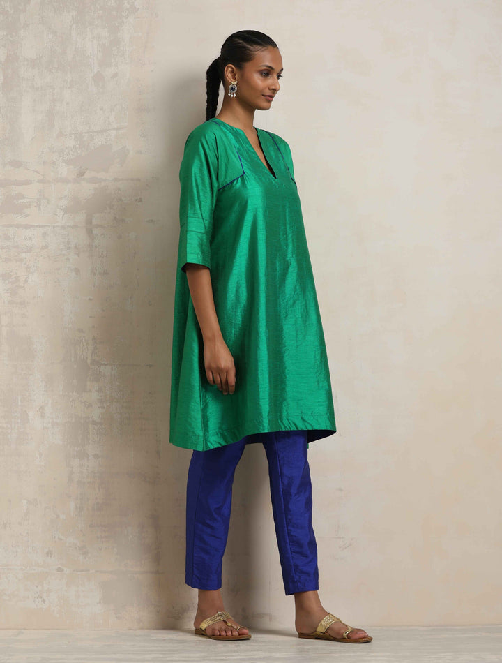 Bright Green Silk Kurta Co-ord Set | SHOBITAM