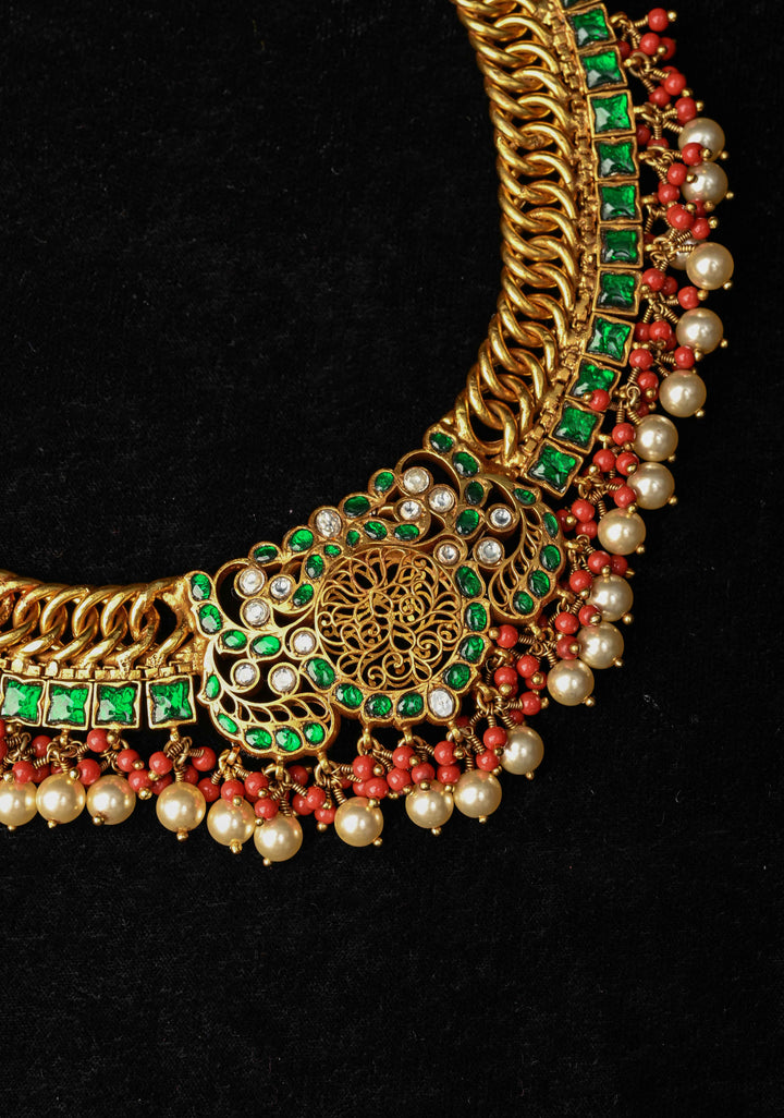 92.5  Silver  Reversible  Braided Necklace - Ruby and Emerald