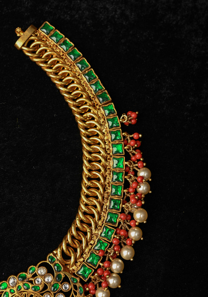 92.5  Silver  Reversible  Braided Necklace - Ruby and Emerald