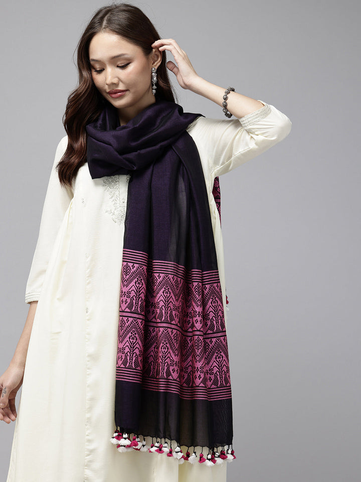 Purple Handloom Baluchari Silk Dupatta