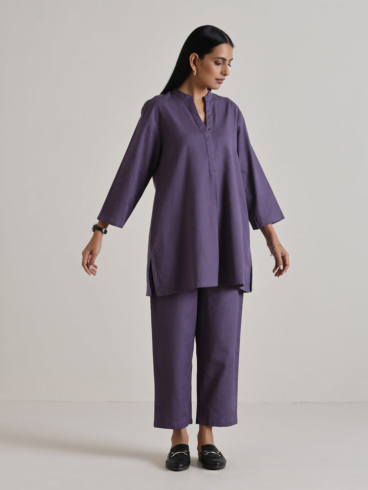 Plum Purple Relaxed Fit Co-Ord Set | SHOBITAM