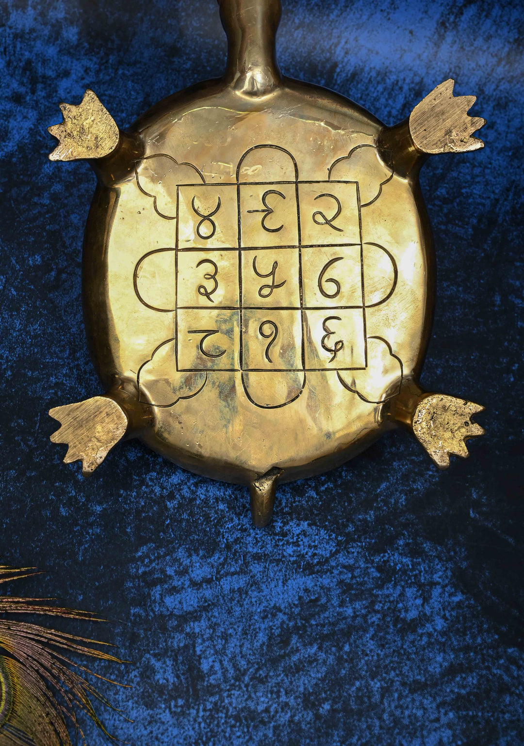 12" Brass Dashavataram Vaastu Turtle for Table Top Decor with 3D Lakshmi Yantra